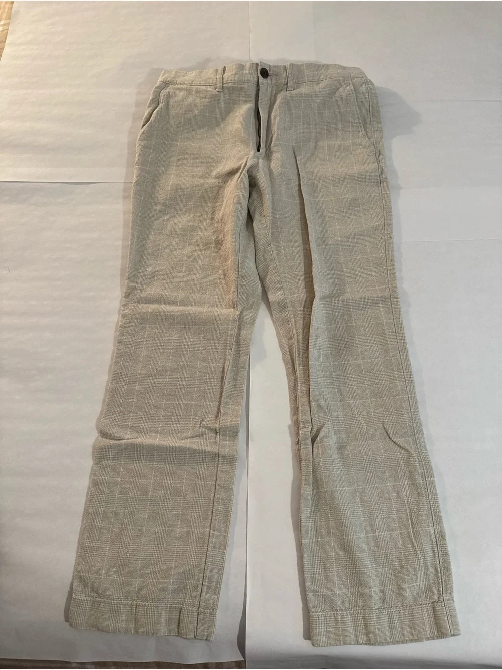 J. Crew Light Beige Plaid Cotton Chinos